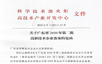 喜報！慶祝我司獲得國家高新技術企業認定